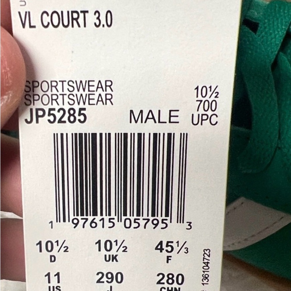 NWT adidas VL Court 3.0 Classic Sneakers | Men’s 11 Women’s 12 | Green White - Picture 12 of 12